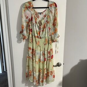 Elegant Floral mid Sleeve Dress